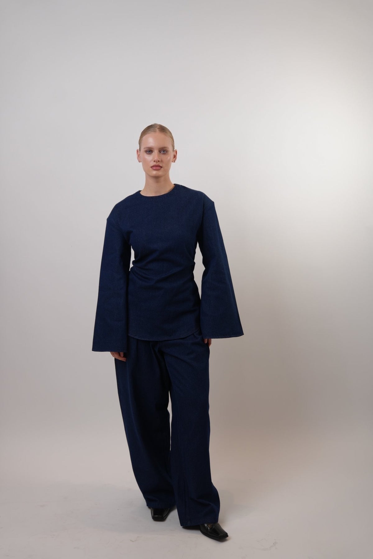 Akyara Denim Set – Top & Wide Leg Pants Bundle