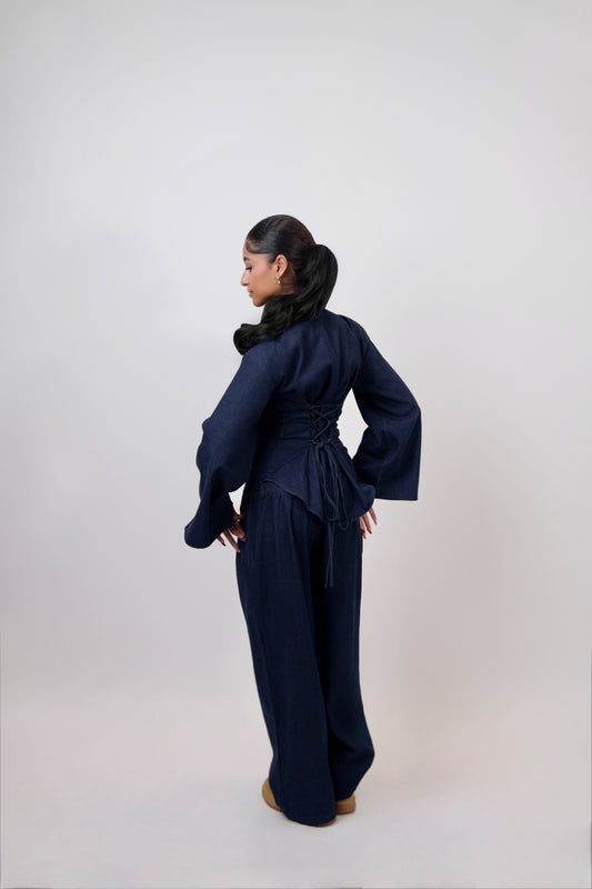 AKYARA Wide Leg Denim Pants