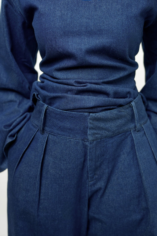 AKYARA Wide Leg Denim Pants