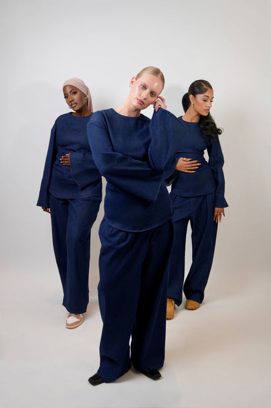 Akyara Denim Set – Top & Wide Leg Pants Bundle